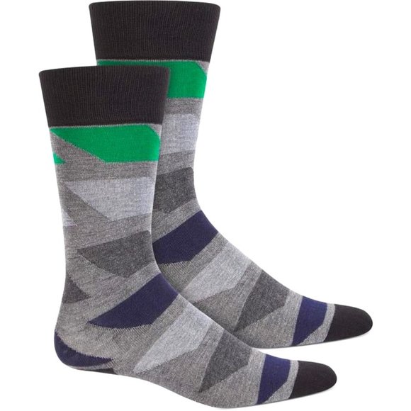 ALFANI Men’s Green/Gray Moisture Wick Dress Casual Socks NWT - Picture 1 of 1